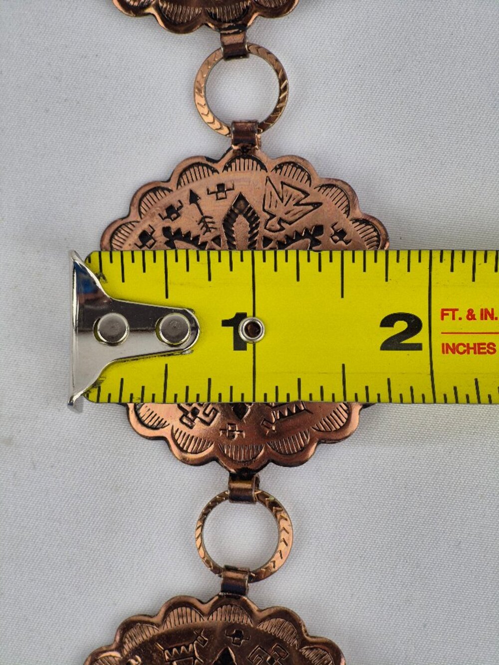 Vintage Native American Style Copper Tone Medallion Belt - Picture 10 of 10